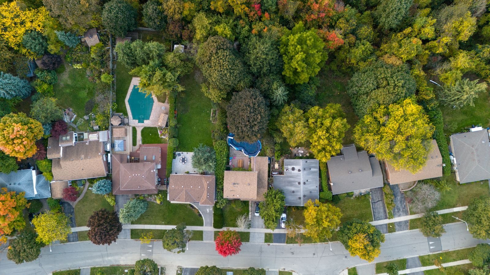 Vue aérienne d'un quartier résidentiel